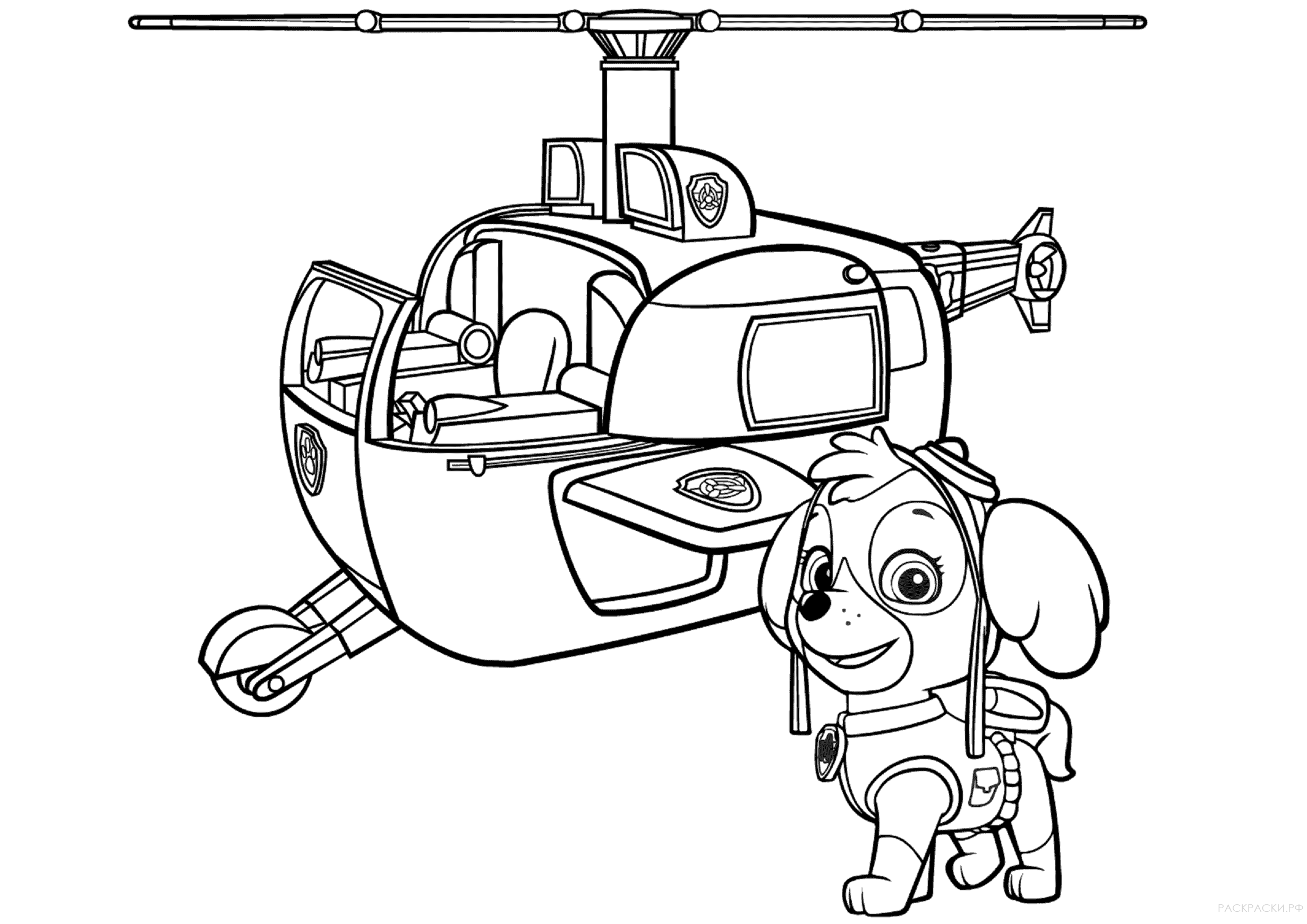 Раскраска Вертолет Ская из Щенячьего патруля