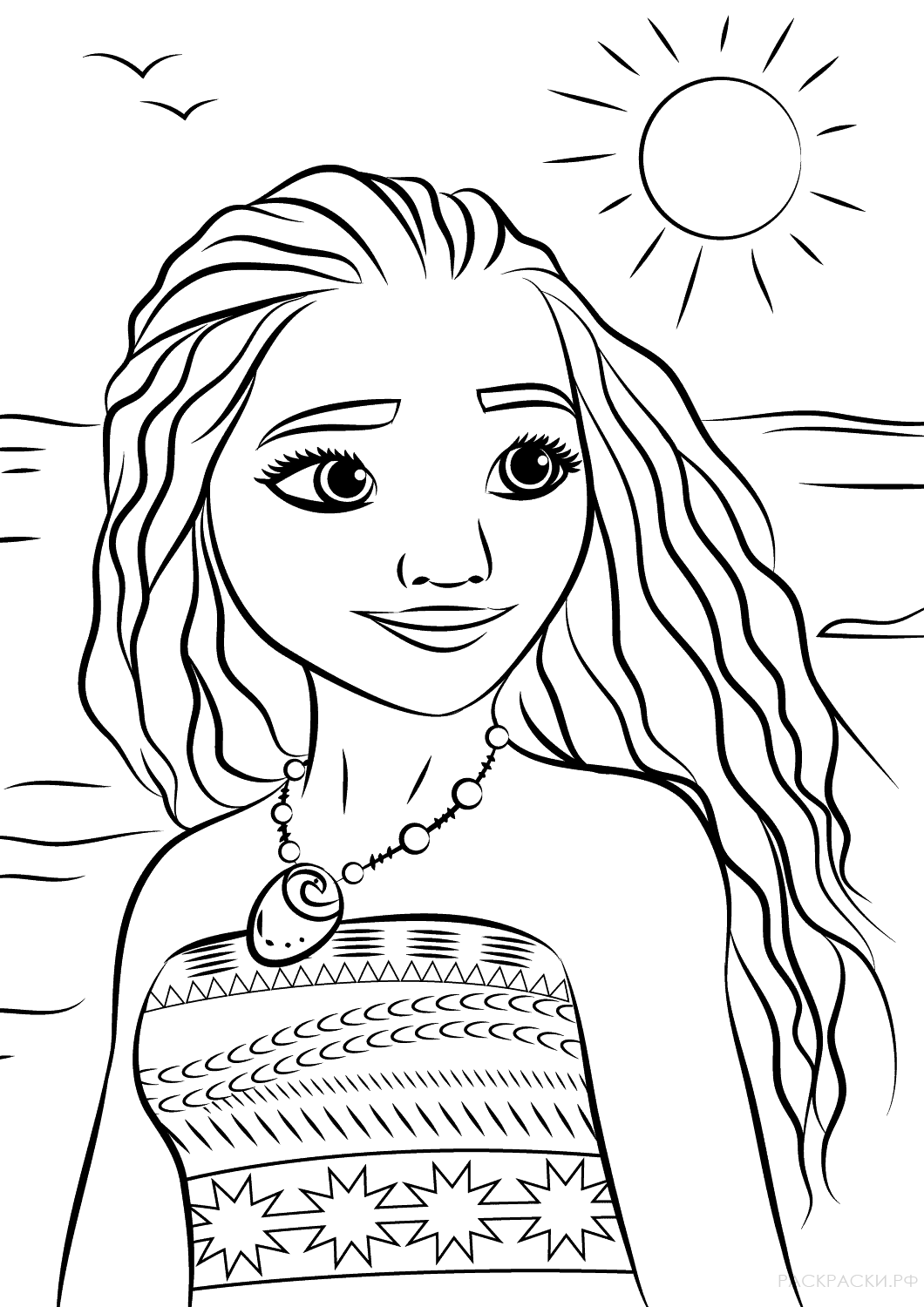 Раскраска Портрет Принцессы Моаны