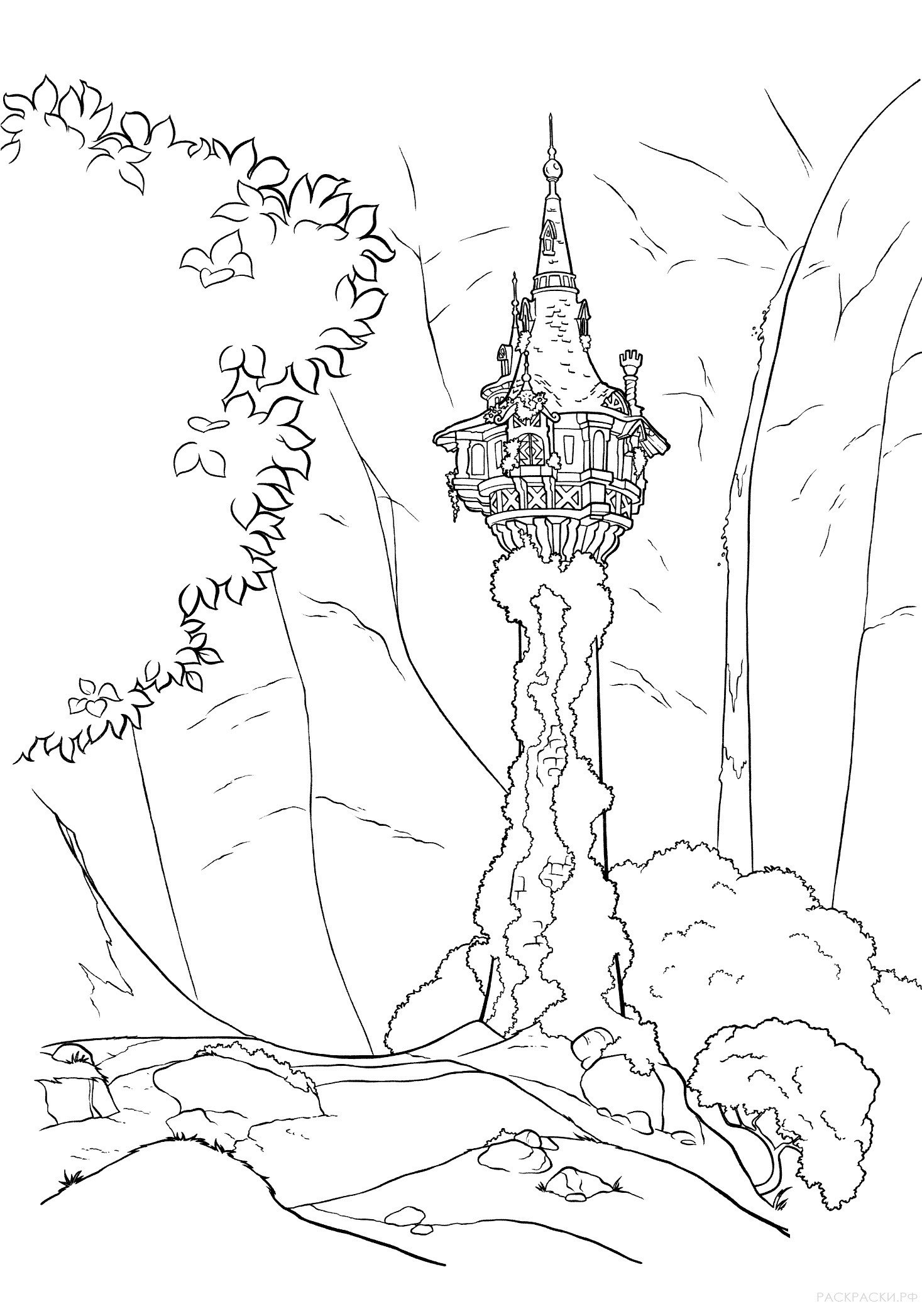 Раскраска Башня Рапунцель