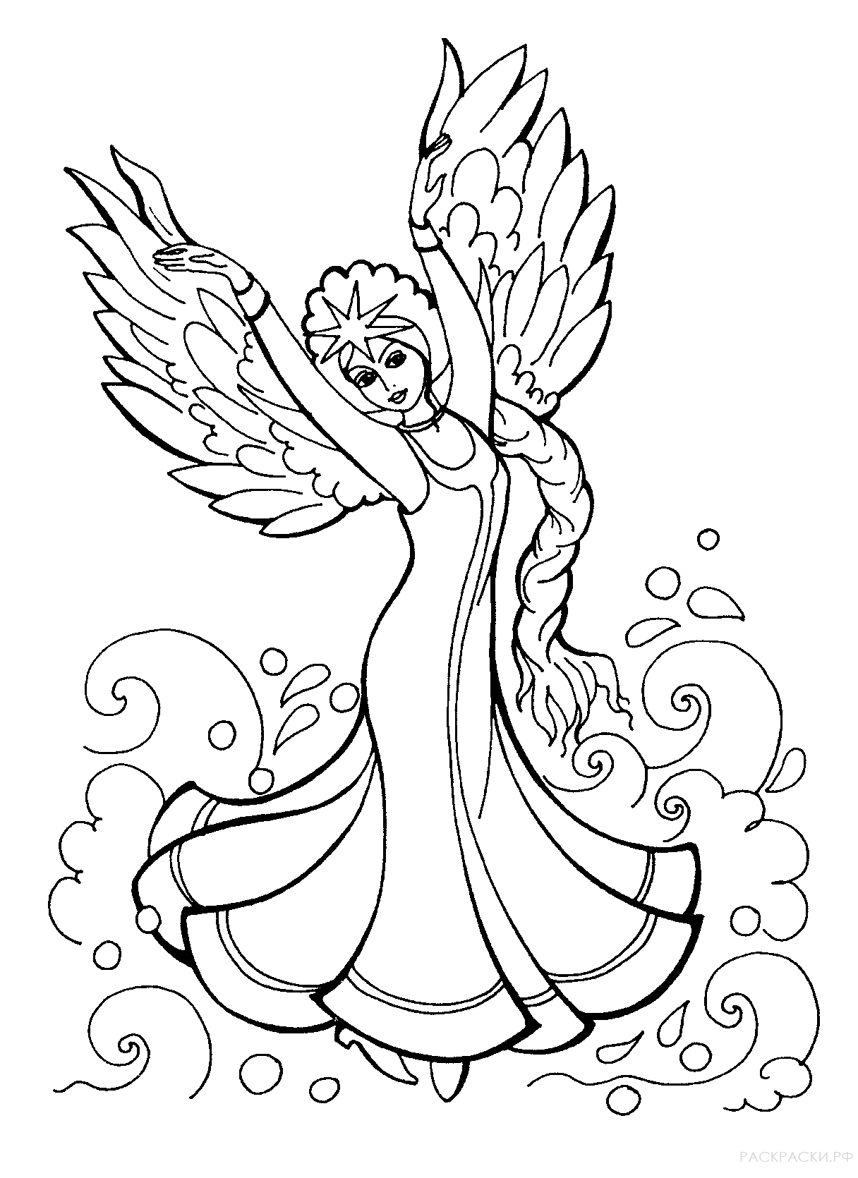 Раскраска "Девушка с крыльями"